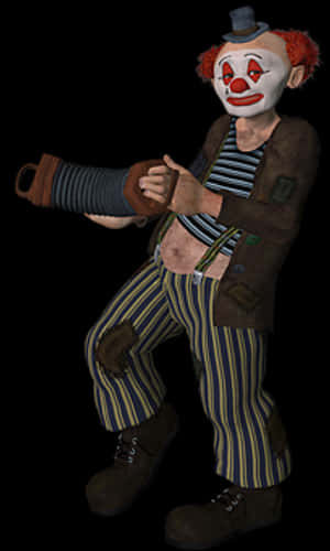 Creepy_ Clown_3 D_ Character PNG with transparent background