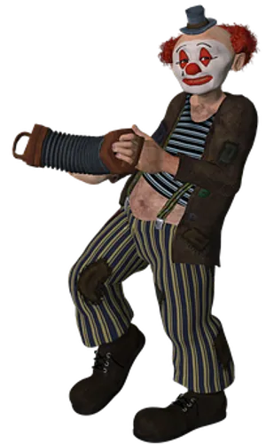 Creepy_ Clown_3 D_ Character PNG Image