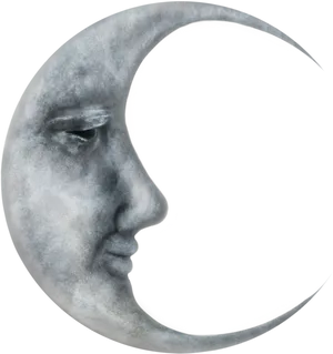 Crescent Moon Face Art PNG Image