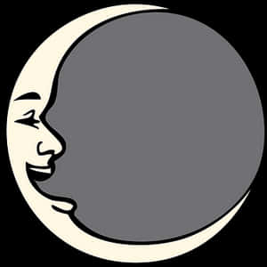 Crescent Moon Face Graphic PNG image with transparent background