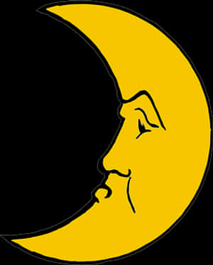 Crescent Moon Face Graphic PNG image with transparent background
