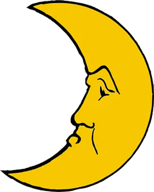 Crescent Moon Face Graphic PNG Image