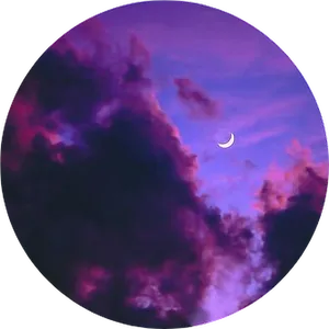 Crescent Moon Through Purple Clouds PNG Image