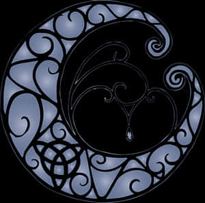Crescent Moon Tribal Design PNG image with transparent background