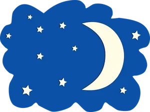 Crescent Moonand Stars Graphic PNG Image