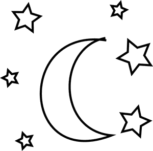 Crescent Moonand Stars Graphic PNG image with transparent background