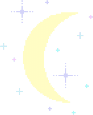 Crescent Moonand Stars Pixel Art PNG image with transparent background