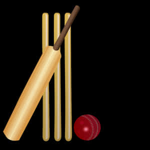 Cricket Bat Ball Stumps Illustration PNG image with transparent background