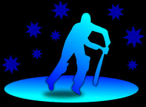 Cricket Batsman Silhouette Stars Background PNG image with transparent background