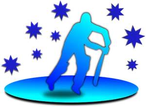 Cricket Batsman Silhouette Stars Background PNG Image