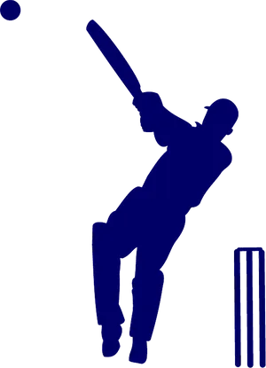 Cricket Batsman Silhouette PNG Image