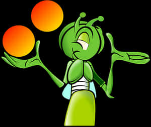 Cricket Cartoon Character Juggling Balls PNG image with transparent background