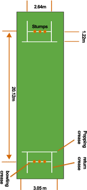 Cricket Pitch Dimensions Diagram PNG image with transparent background