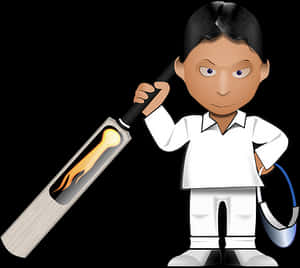Cricket Player Cartoon Character PNG image with transparent background