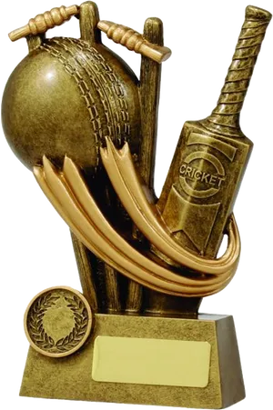 Cricket Trophy Award Golden PNG Image