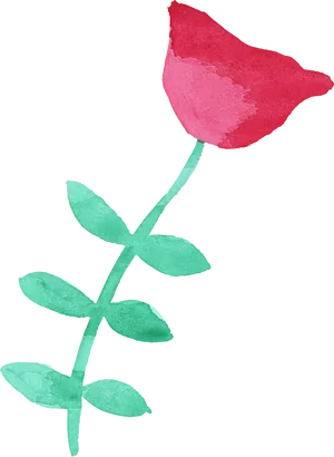 Crimson Flower Watercolor Art PNG Image