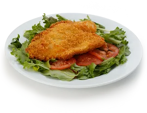 Crispy Breaded Fried Fishon Salad PNG Image