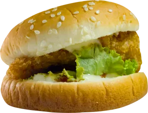 Crispy_ Chicken_ Burger_ Closeup.png PNG Image