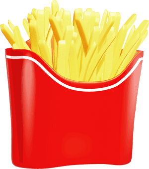Crispy French Fries Red Box PNG with transparent background