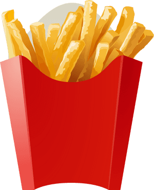 Crispy French Friesin Red Carton PNG with transparent background