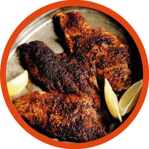 Crispy Fried Fishwith Lemon Wedges.jpg PNG Image