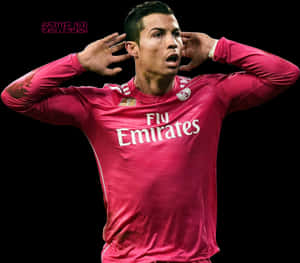 Cristiano Ronaldo Celebration Pink Jersey PNG image with transparent background