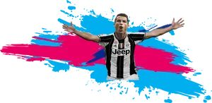 Cristiano Ronaldo Juventus Celebration Art PNG Image