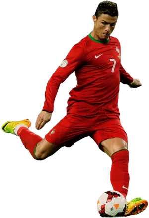 Cristiano Ronaldo Portugal Action Shot PNG Image