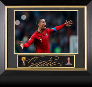 Cristiano Ronaldo Portugal Celebration Framed Photo PNG image with transparent background