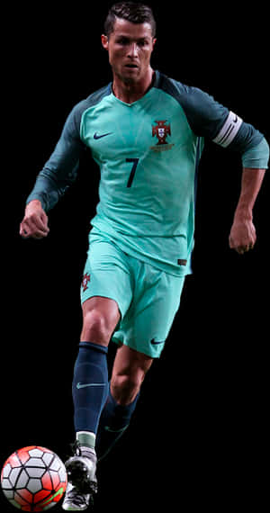 Cristiano Ronaldo Portugal Kit Dribbling PNG image with transparent background