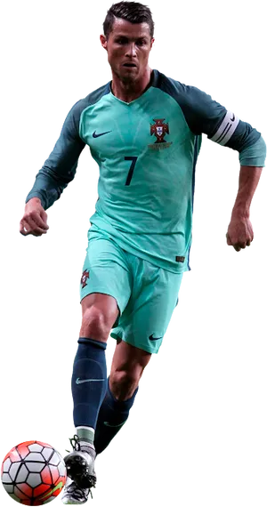 Cristiano Ronaldo Portugal Kit Dribbling PNG Image