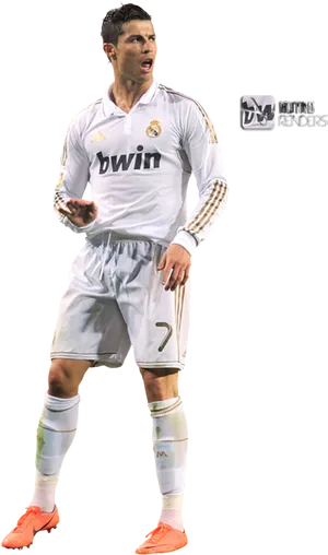 Cristiano Ronaldo Real Madrid Action Pose PNG Image