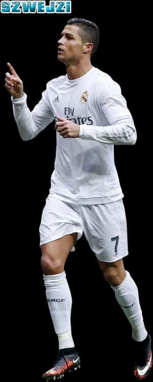 Cristiano Ronaldo Real Madrid Action Pose PNG image with transparent background