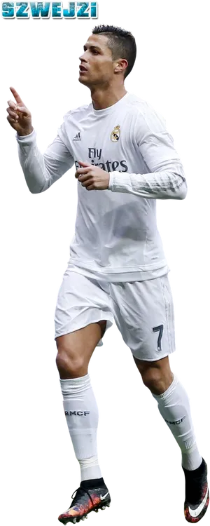 Cristiano Ronaldo Real Madrid Action Pose PNG Image