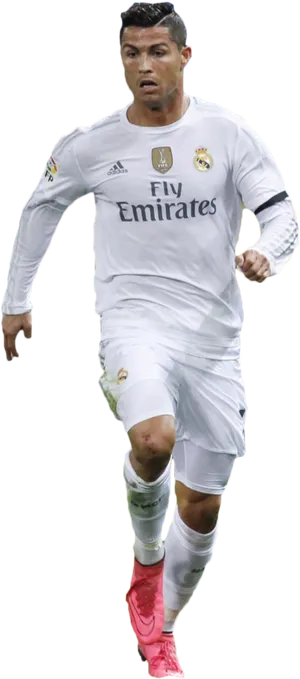 Cristiano Ronaldo Real Madrid Action Shot PNG Image