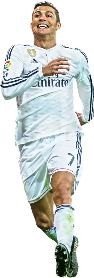 Cristiano Ronaldo Real Madrid Action Shot PNG Image