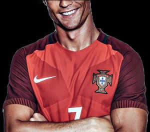 Cristiano Ronaldo Smilingin Portugal Jersey PNG image with transparent background