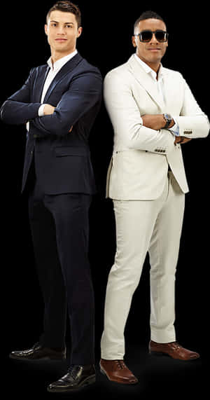 Cristiano_ Ronaldo_and_ Companion_in_ Suits PNG image with transparent background