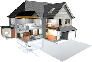 Cross Section Modern House Design PNG Image