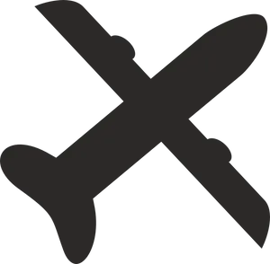 Crossed Airplane Silhouette Icon PNG Image