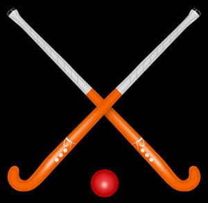 Crossed Hockey Sticksand Ball Icon PNG image with transparent background