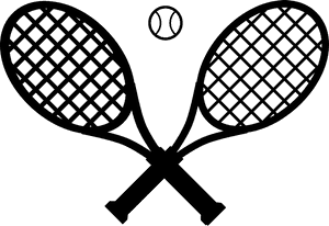 Tennis, Rackets, Ball, Crossed, Black, Sport, Game - Tennis Rackets Black And White, HD Png Download PNG image with transparent background