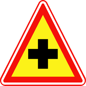 Crossroad Sign Warning Traffic Symbol PNG