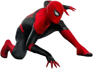 Crouching Spider Man Pose PNG Image