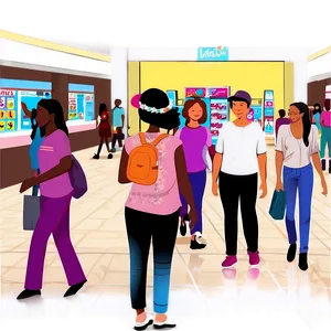 Crowded Mall Scene Png 20 PNG Image