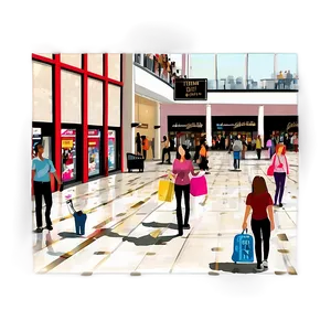 Crowded Mall Scene Png Stt PNG Image