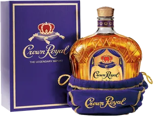 Crown Royal Whisky Bottleand Box PNG Image