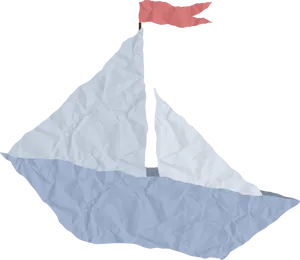 Crumpled Paper Sailboat Creation PNG Image