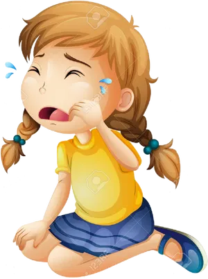 Crying Cartoon Girl Illustration PNG Image