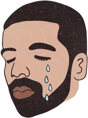 Crying Cartoon Portrait PNG with transparent background
